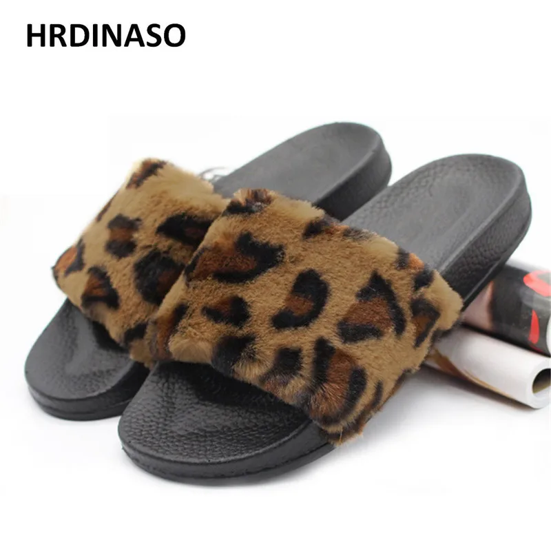 

Women Indoor & Outdoor Slippers Home Flip Flops 2019 Ner woman Slides Lepard Shoes Ladies fur Slides Indoor Bedroom Sandals