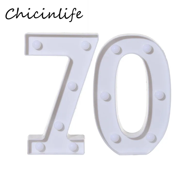 Chicinlife 2 шт. 30/40/50/60/70/80 цифры светодиодный Ночной светильник лампа с днем рождения знак Юбилей стоящий, подвесной вечерние украшения - Цвет: 70
