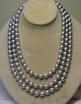 

bjc 000697 50" 9-10MM SOUTH SEA PERFECT PEACOCK GRAY PEARL NECKLACE