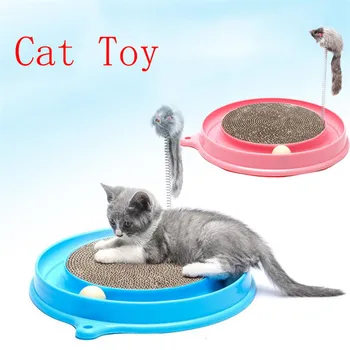 

Cat Toys Cat Scratch Board Mouse Toy Corrugated Paper Pet Frame Spring Bells Scratching Post Funny Playing Toys for Cats