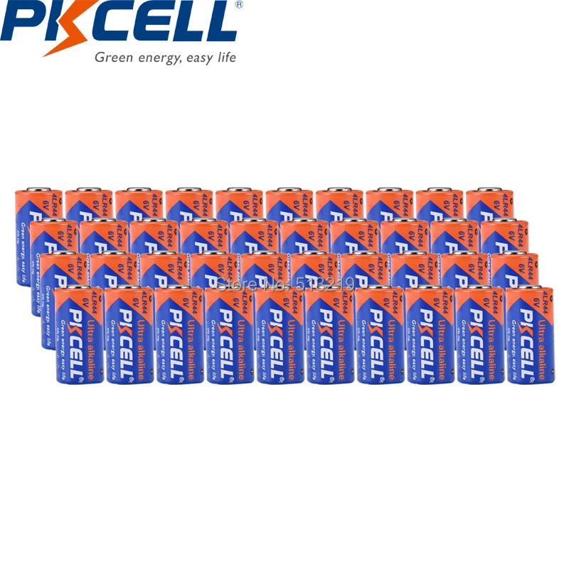 Аккумуляторные щелочные батареи PKCELL 4LR44 6 в 40 шт. 4A76 A544V 4034PX PX28A L1325 4AG13 544 для
