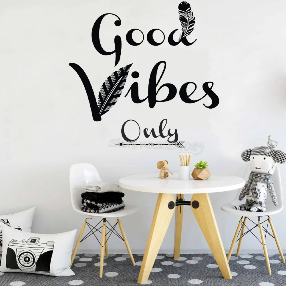 Виниловые наклейки на стену с перьями и стрелками Good Vibes Only настенные Стикеры для