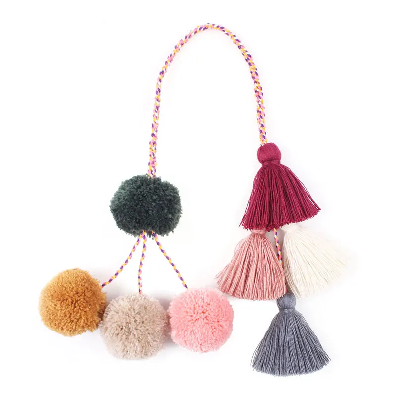 

HuaZ Bohemian Fringe Hair Ball Keychain Color Multi-layer Wool Fringe Woven Bag Pendant Accessories