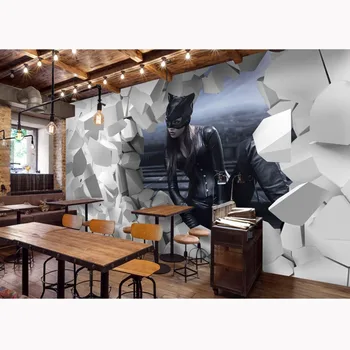 

Cartoon Brick Wall Paper Murals Catwoman Photo Mural Wallpaper Kids Room Papel De Parede 3D Self Adhesive Vinyl/Silk Wallpapers