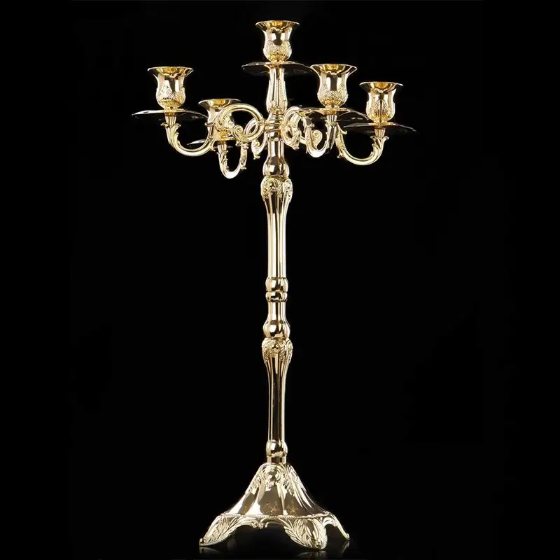 PEANDIM роскошный 65 см золотистого металла напольный канделябр, 5-руки ...