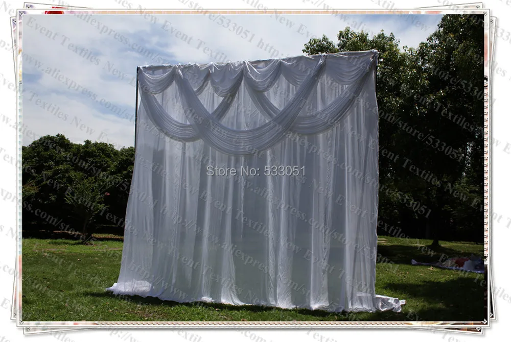 Free Shipping 3X3M Elegent White with swag Pleated drapes Wedding party