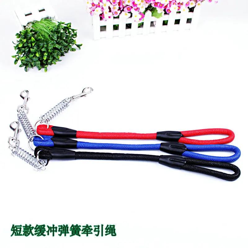 Goede 3 kleur Nieuwe PU Huisdier Riem Korte Golf Punt Grote Hond Harnas Halsband Lente Touw Bundel Lente Huisdier Tractie cord Gratis Verzending