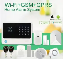 433mhz WiFi Internet GSM Alarm System Home Alarm Security Wireless Glass break detector+Wireless Smoke Detector+mini siren