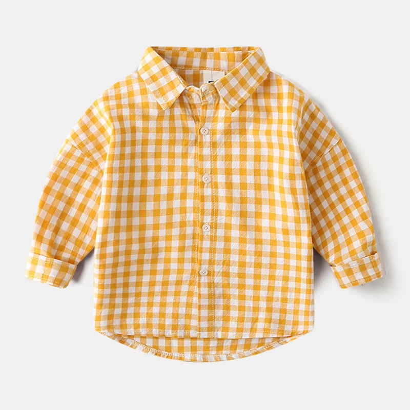 Лето 2019, детская одежда, рубашки в клетку для мальчиков, топы с длинными рукавами, повседневные хлопковые детские рубашки, BC574