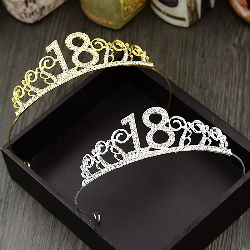 18 день рождения корона для женщин взрослых девочек 18 день рождения Золотая тиара Принцесса Корона 18 лет вечерние украшения Hari аксессуары