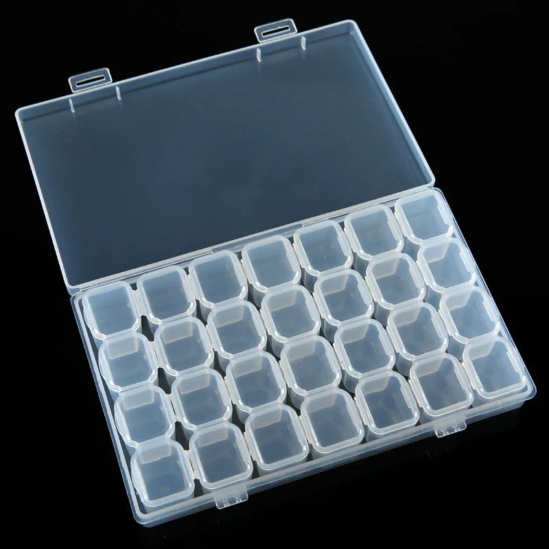 

28 Slots Diamond Embroidery Box Diamond Painting Accessory Case Clear plastic Beads Display Storage Boxes Cross Stitch Tools