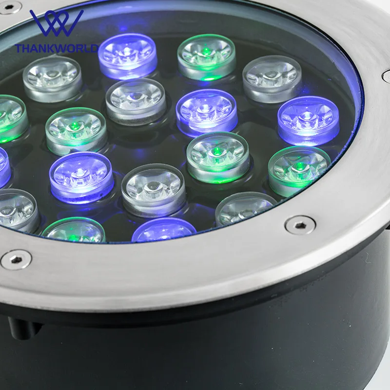 RGB светодиодная подземная лампа AC85 265V Наружное освещение IP67 18W похороненные лампы