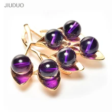 Brooch Retro Scarf Buckle Leaf Purple Natural Stone Rose Golden For Girl/Women Brooch Retro Scarf Buckle Leaf Purple Natural Stone Rose Golden For Girl/Women