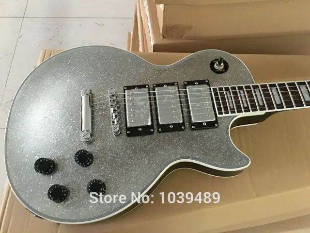 Cheap Electric Guitar, Double Cut Way,  silver Solid color Electric Guitar CNC working out body top contour!