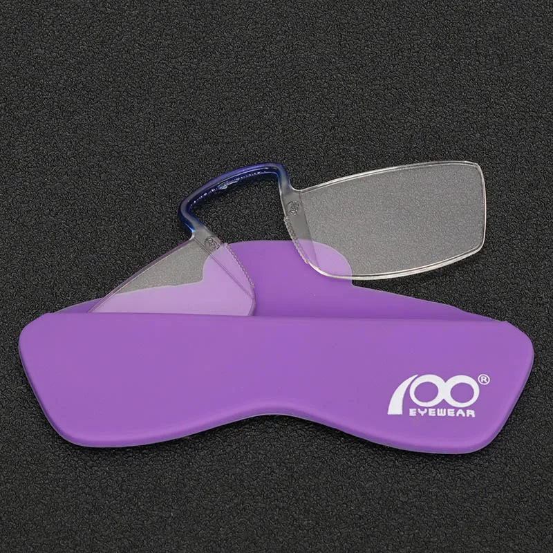 Сверхлегкий видение очки для чтения лакированная зажим для носа, легко носить с собой прозрачная мини Портативный очки диоптрий# RD8101 - Цвет оправы: purple