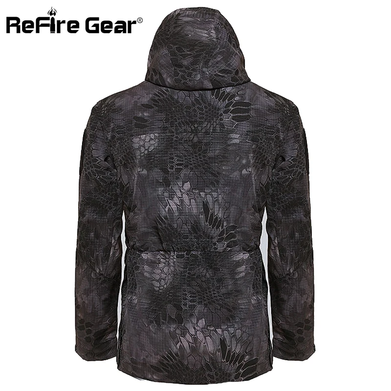 Мужская камуфляжная куртка ReFire Gear водонепроницаемая ветровка с капюшоном в