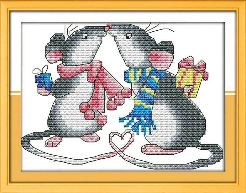 

Wholesale Needlework,Stitch,DIY DMC Cross Stitch,Sets For Embroidery Kits,The Love of Rats Pandas (2) Counted Cross-Stitching