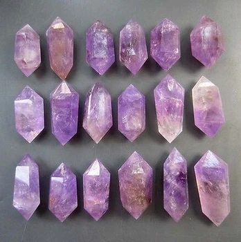 

18PCS NATURAL PREETY AMETHYST CRYSTAL QUARTZ DT WAND POINT HEALING