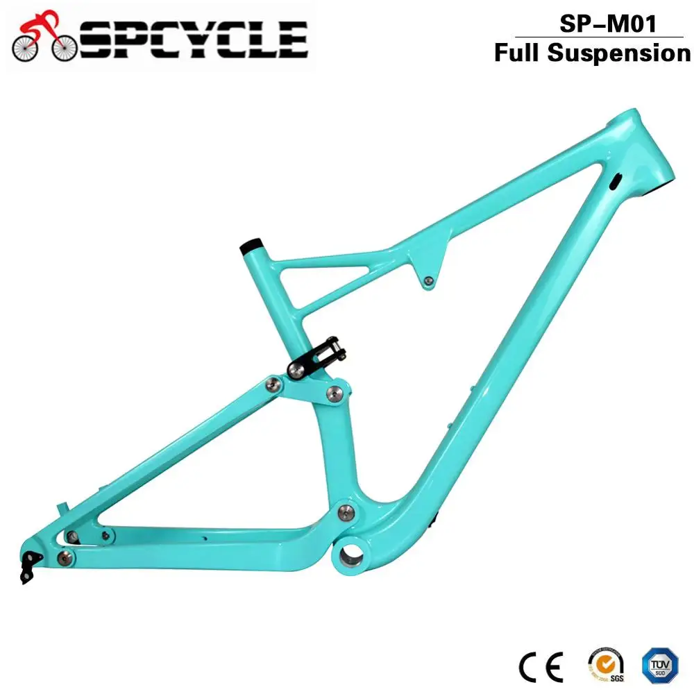 Sale Spcycle 29er Full Suspension Carbon Frame, Carbon MTB Frame 29er Mountain Bike Carbon Frame 142*12mm Thru Axle 165*38mm Travel 0