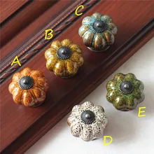 1pcs Pumpkin Knobs Ceramic Knobs Dresser Knob Drawer Cabinet Handle Pulls Colorful Kitchen Cupboard Knob Furniture