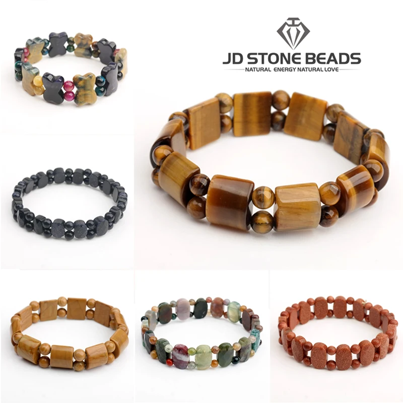 

Fashion Natural yellow tiger eye stone faceted bangle bracelet DIY jewelry for woman man hand string JD stone bead free shipping