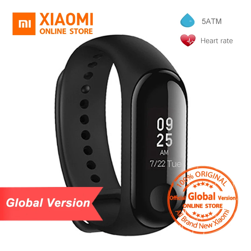 Глобальная версия Xiaomi mi Band 3 Smart Tracker Xiao Push Message сердечного ритма трекер русский