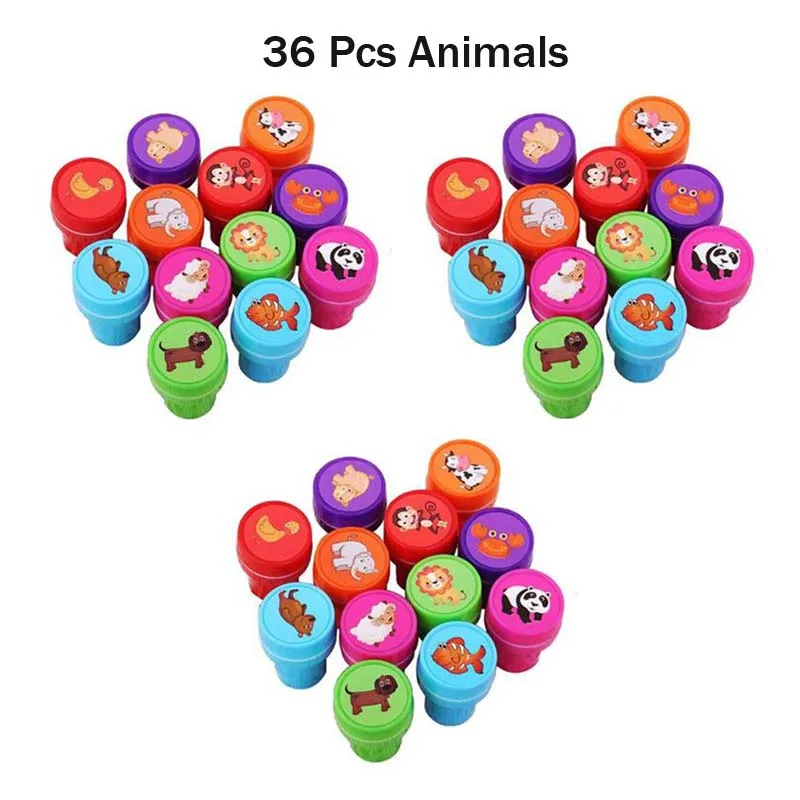 36 шт самозаправляемые чернильные штампы для детских вечеринок для призы на день рождения Подарочные игрушки для мальчиков и девочек Рождественский подарок Goodie Bag наполнители для пиньяты - Color: 36Pcs Animals
