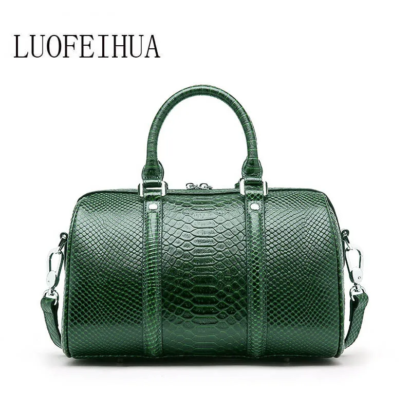 

LUOFEIHUA 2018 new leather handbag tide European and American fashion top layer cowhide bag Boston One Shoulder Handbags