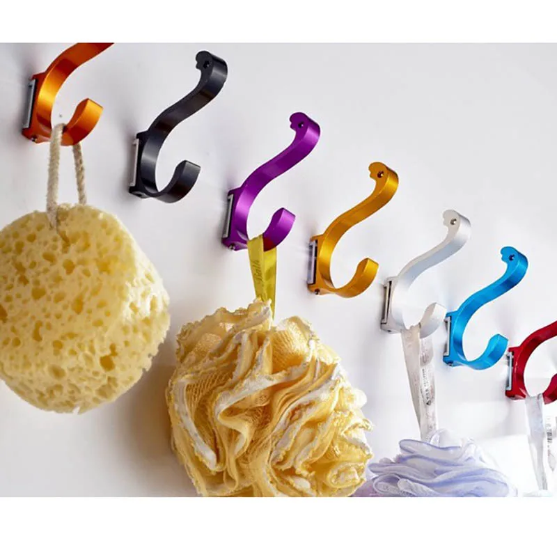 

Candy Color Space aluminum Decorative Wall Hooks Solid Clothes Hats Keys Hanger Household Kitchen Closet Door Hangers