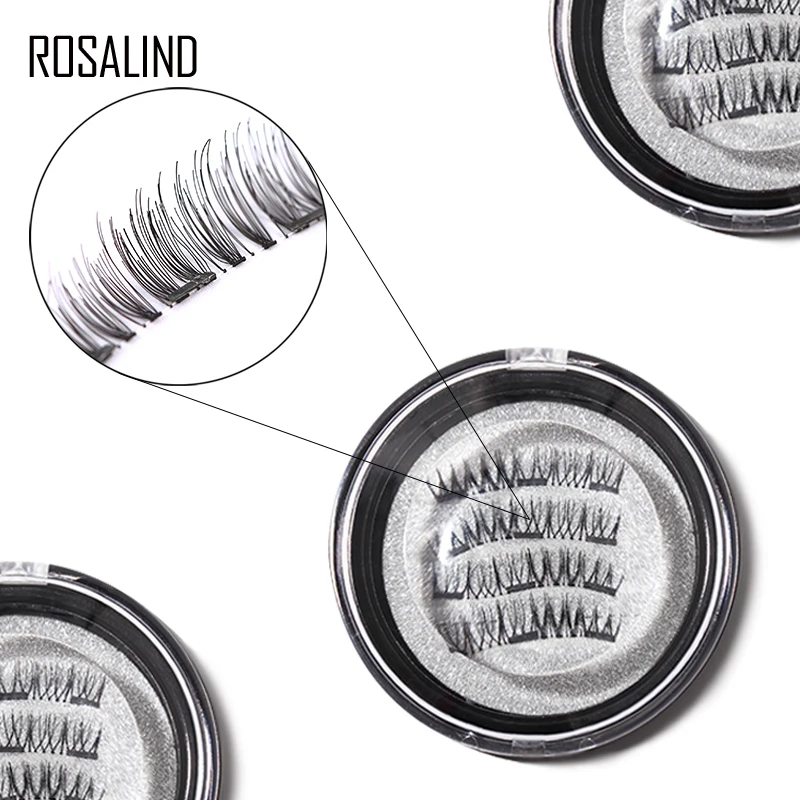 

ROSALIND Professional Magnetic Eyelashes For Building False Lashes Extension Natural 6D 4PCS Fake Eyelash Easy Handle No Glue