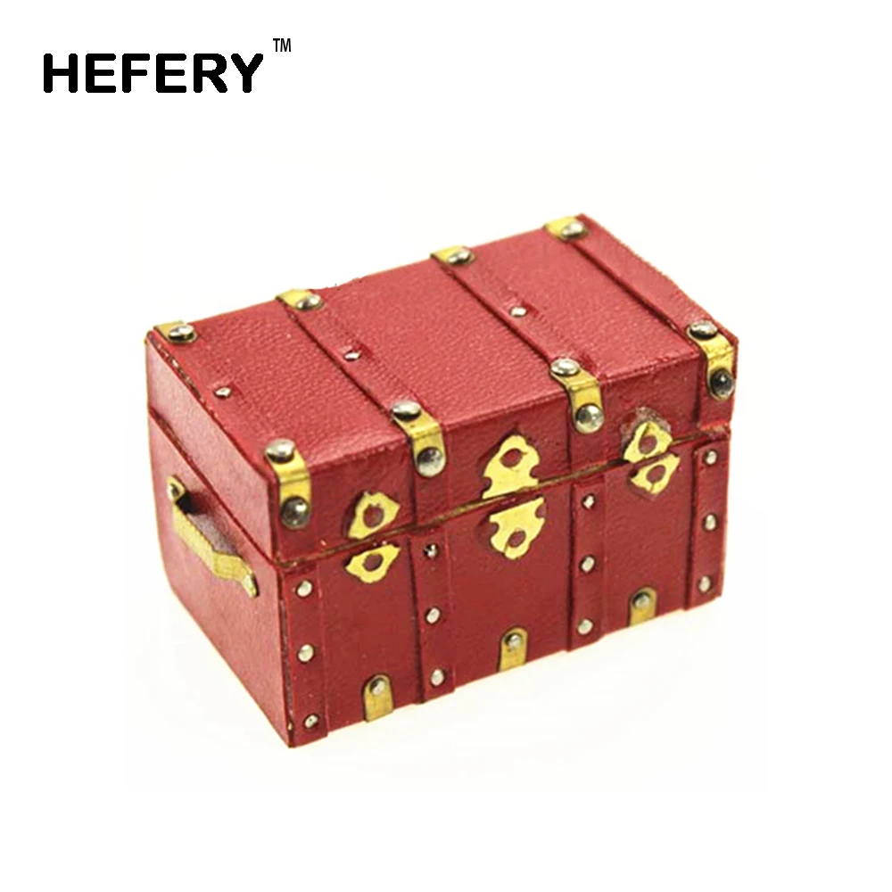 

1/12 Dollhouse Miniature Accessories Mini Wooden Red Luggage Box Simulation Storage Box Model Toys for Doll House Decoration