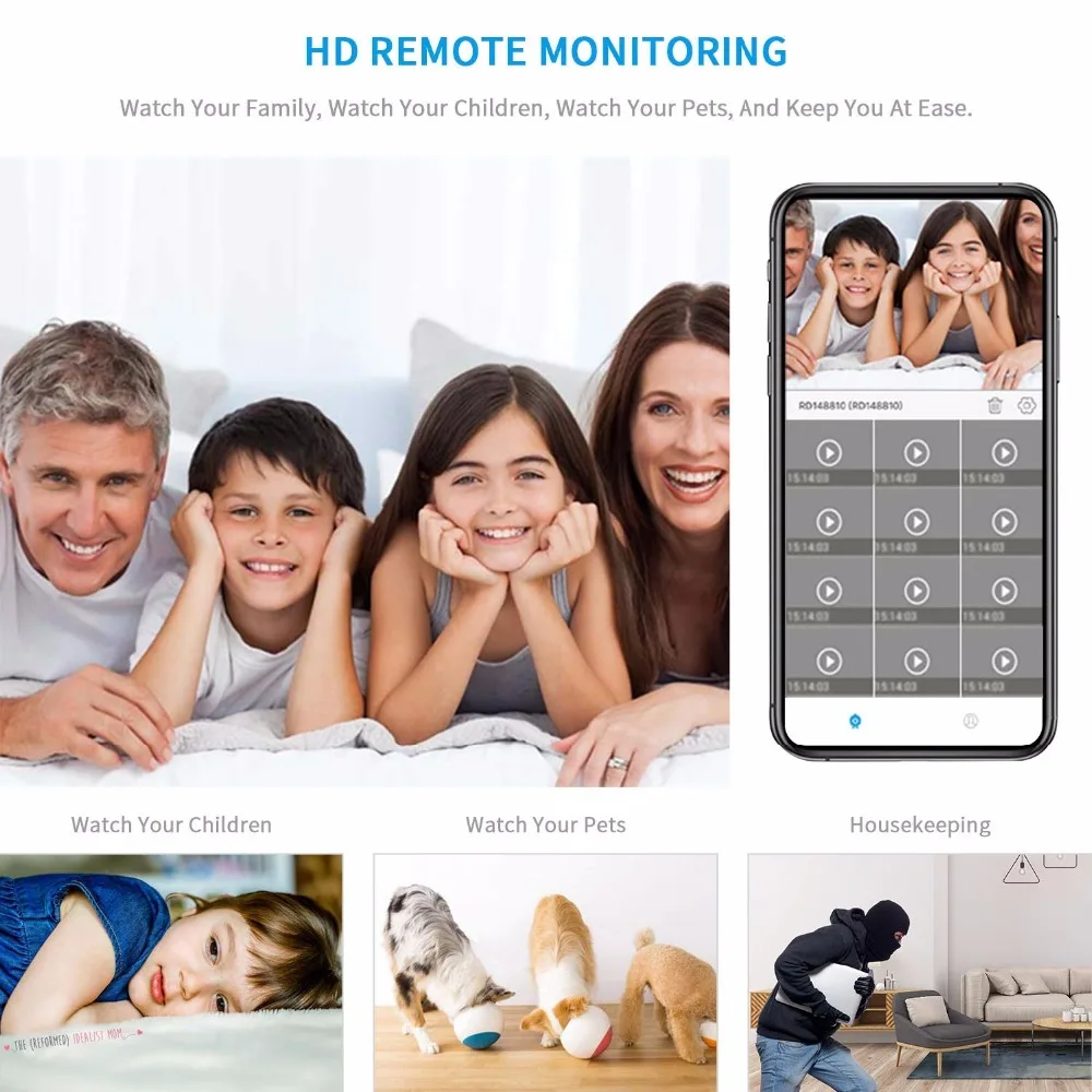 Невидимая ночная версия Wifi IP мини камера беспроводная 1080P для записи видео