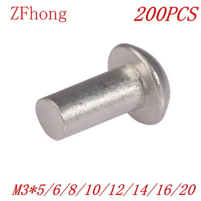 200PCS M3*5/6/8/10/12/14/16/20 diameter 3mm Pan half round Head Aluminum Solid Rivet photo