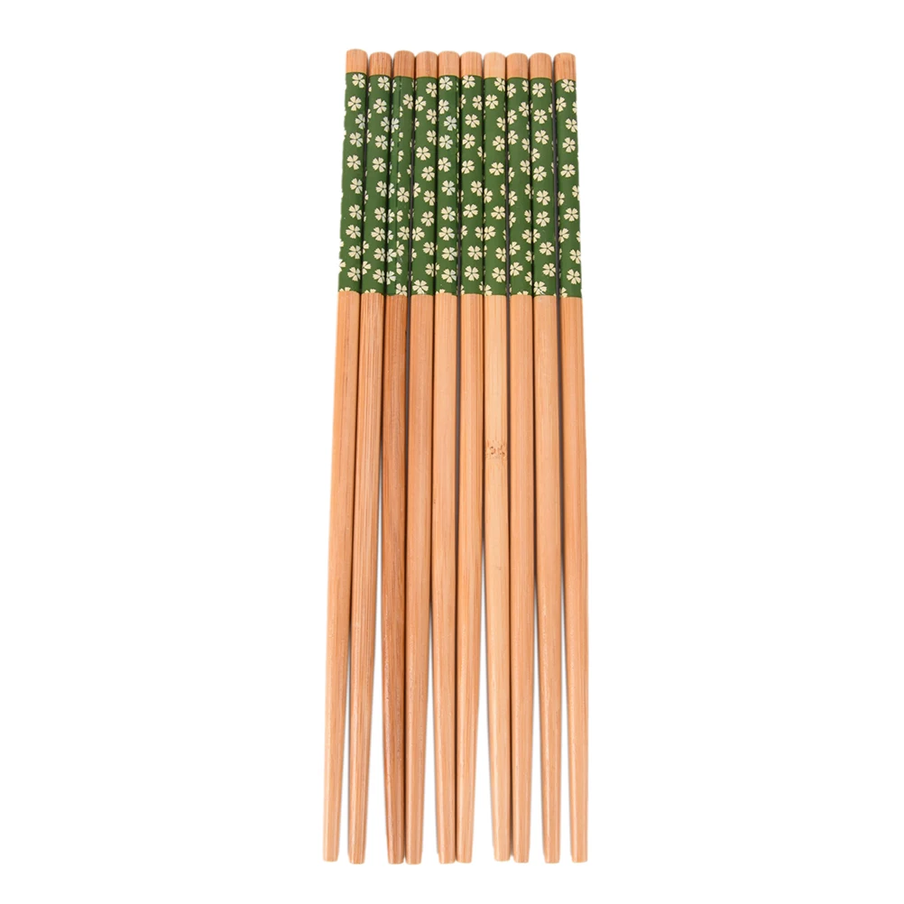 5 пар элегантные палочки для еды с цветами винтажные натуральные экологически чистые бамбуковые деревянные палочки для еды с принтом деревянные столовые приборы набор