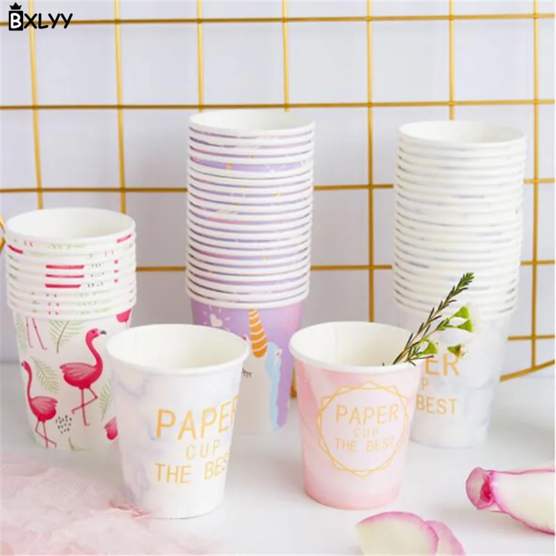 

BXLYY Flamingo Disposable Paper Cup Household Disposable High Temperature Coffee Milk Cup Kitchen Accessories Party Supplies.7z