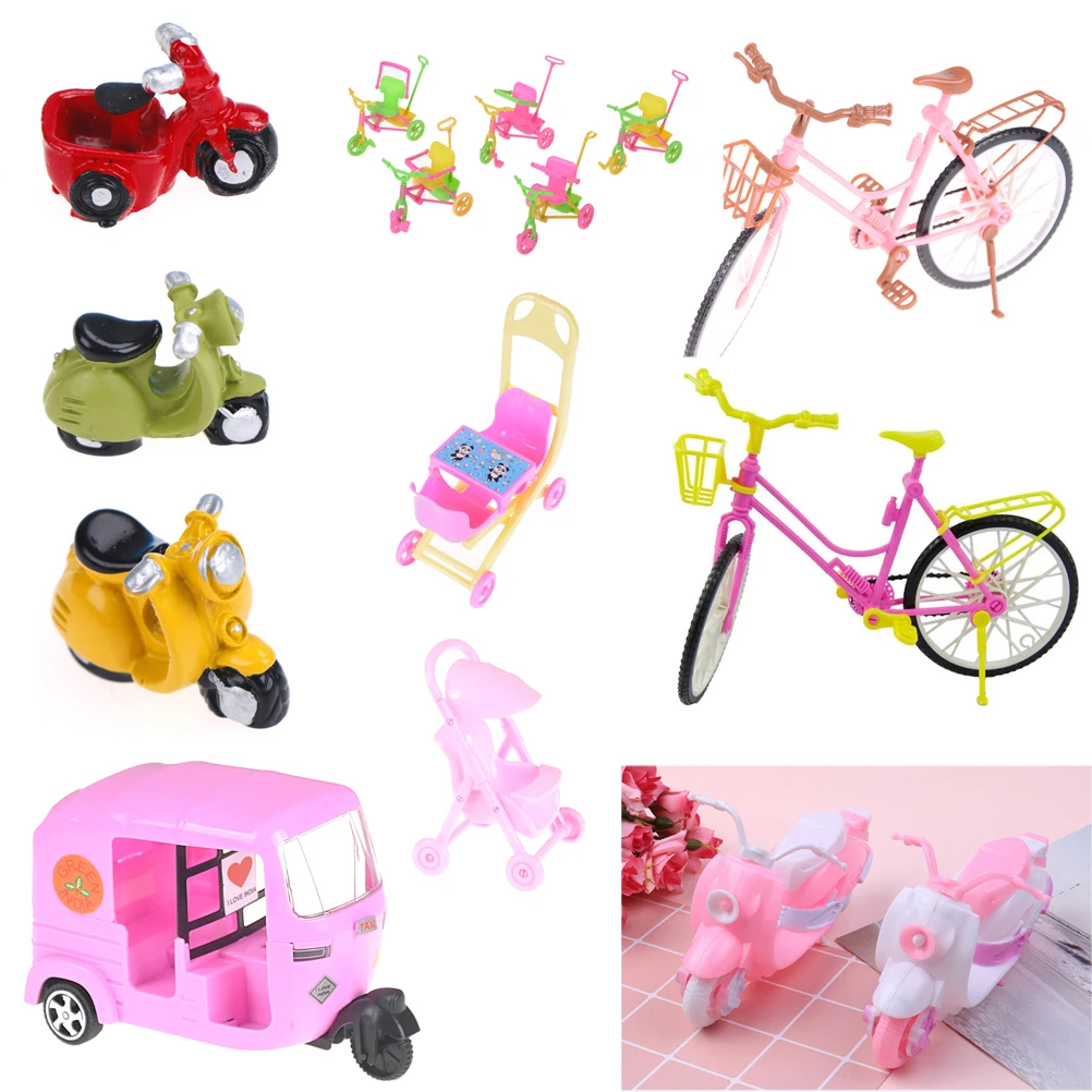 

High Quality Beautiful Bicycle Fashion Detachable Pink Bike with Brown Plastic Helmet for For Dolls Accessories