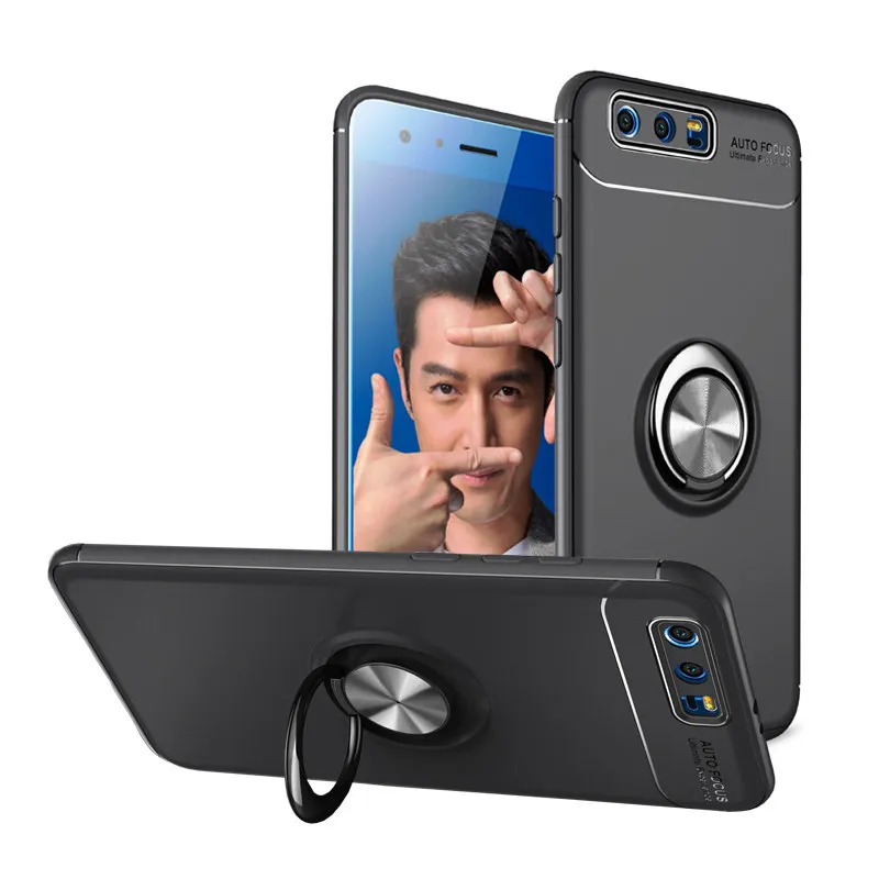 

Finger Ring Case For Huawei Honor 10 9 8 lite V9 V10 7X Soft TPU Cover For Hauwei Nova 2 2S 2i 3 3i 3E Phone Bag Case