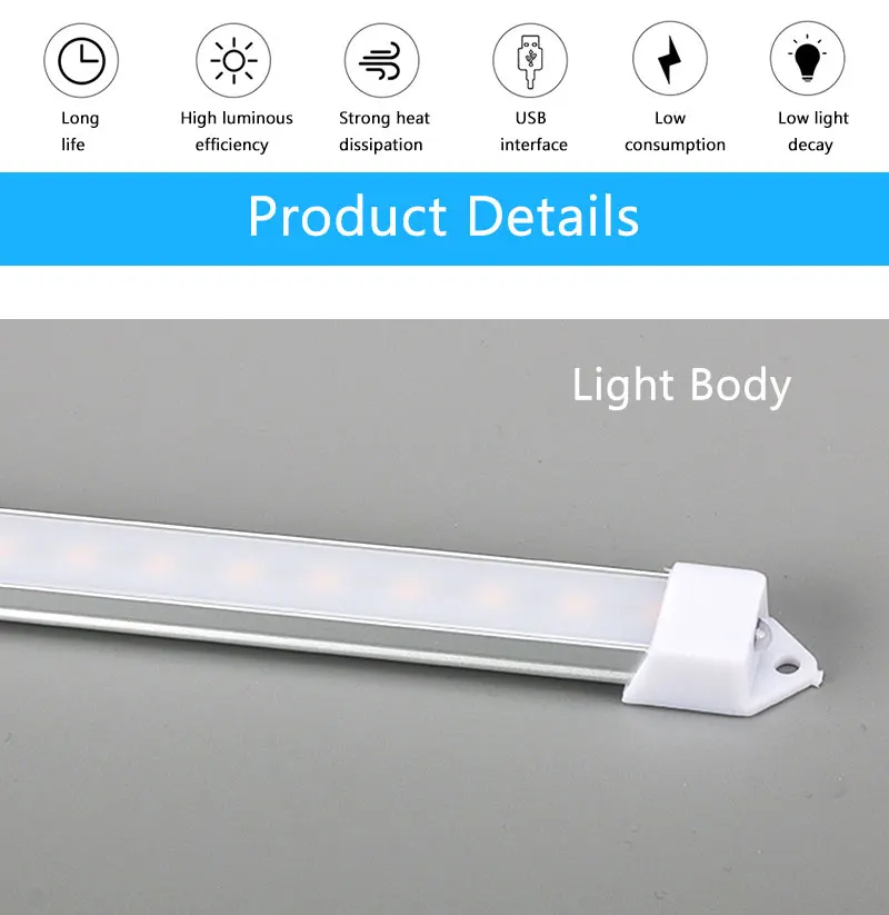 Светодиодный ночник 5 В трубка USB три цвета сменный настольная лампа свет 2835 SMD жесткая полоса света для чтения освещения