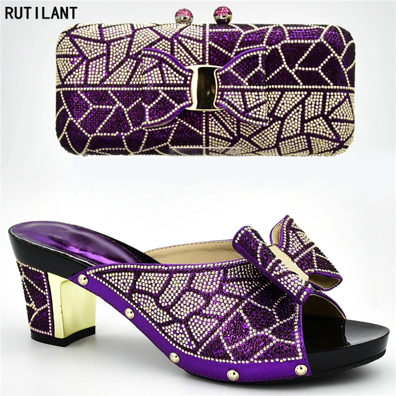 A De Con azul Juego Imitación Últimos Y Africanos Decorados Italianos Nigerianos Negro Fiesta púrpura amarillo plata Para Mujer Zapatos Diamantes Bolsos oro Elegantes IUYOXO