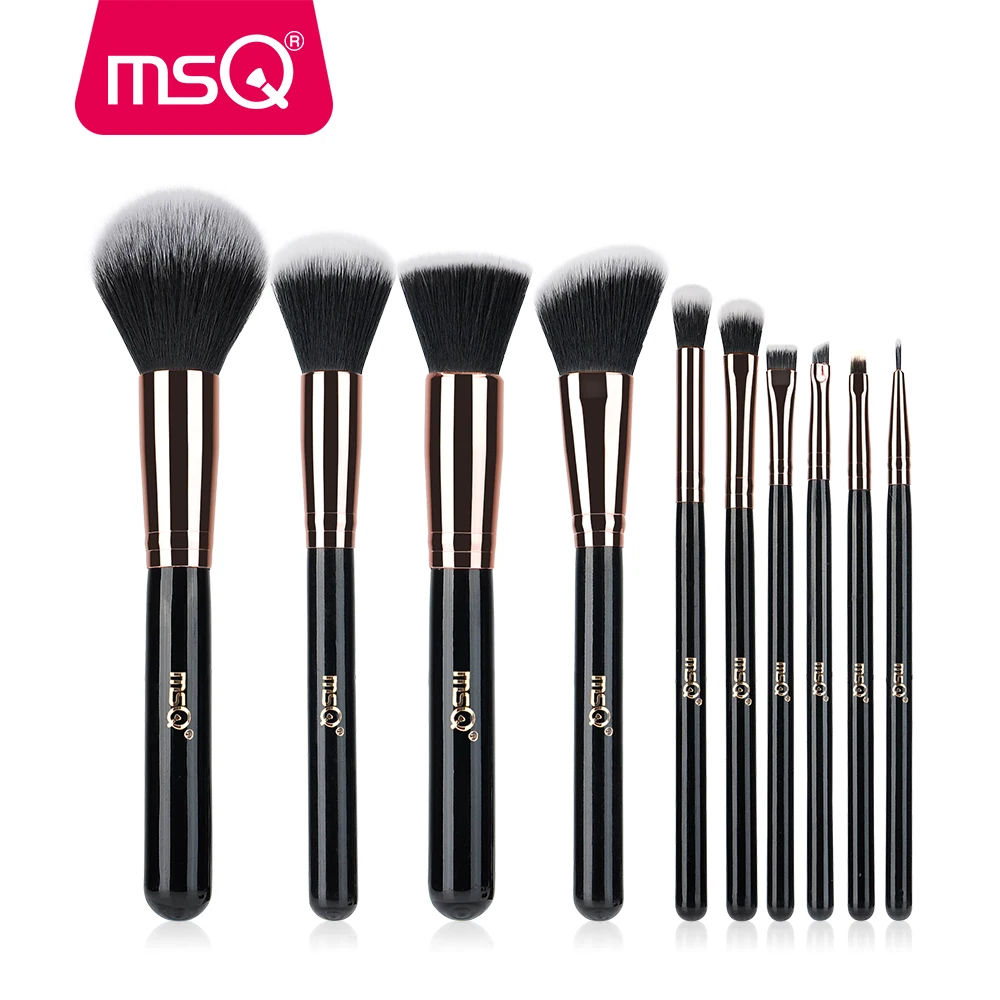 

MSQ 10PCS Rose Gold Makeup Brushes for Foundation Blending Blush Eyeliner Powder Cosmetics Soft Synthetic Hair Make Up Brush Kit