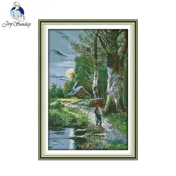 

Joy Sunday scenic style Sunset cross stitch Christmas stocking kits make a embroidery painting for house ornament