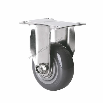 

2PCS EDL Light 2.5 Inch Stainless Steel Casters Wheels 70Kg Polyurethane Wheels Castor Plate Fixed Swivel Industrial for trolley