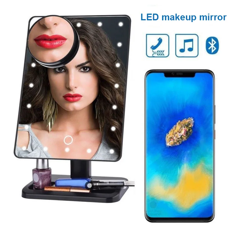20 светодиодный зеркало для макияжа с Подсветкой Bluetooth 2019 Новый 10X увеличительное зарядка через usb Для женщин Pro светодиодный Bluetooth макияж
