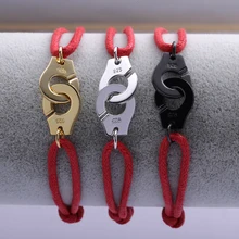 2017 Francia Famosa Ley 925 de Plata Esposas Pulsera Con Cuerda Roja 4 Colores Esposas Pulseras Para Mujer Hombre Joyería