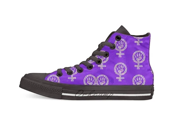 

feminist sign pen and wash of australian native flowers High Top Canvas Shoes Flat Casual Custom Unisex Sneaker Drop Shipping