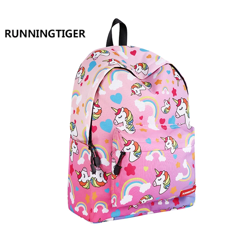 RUNNINGTIGER милый рюкзак с принтом единорога для женщин модные школьные сумки девочек