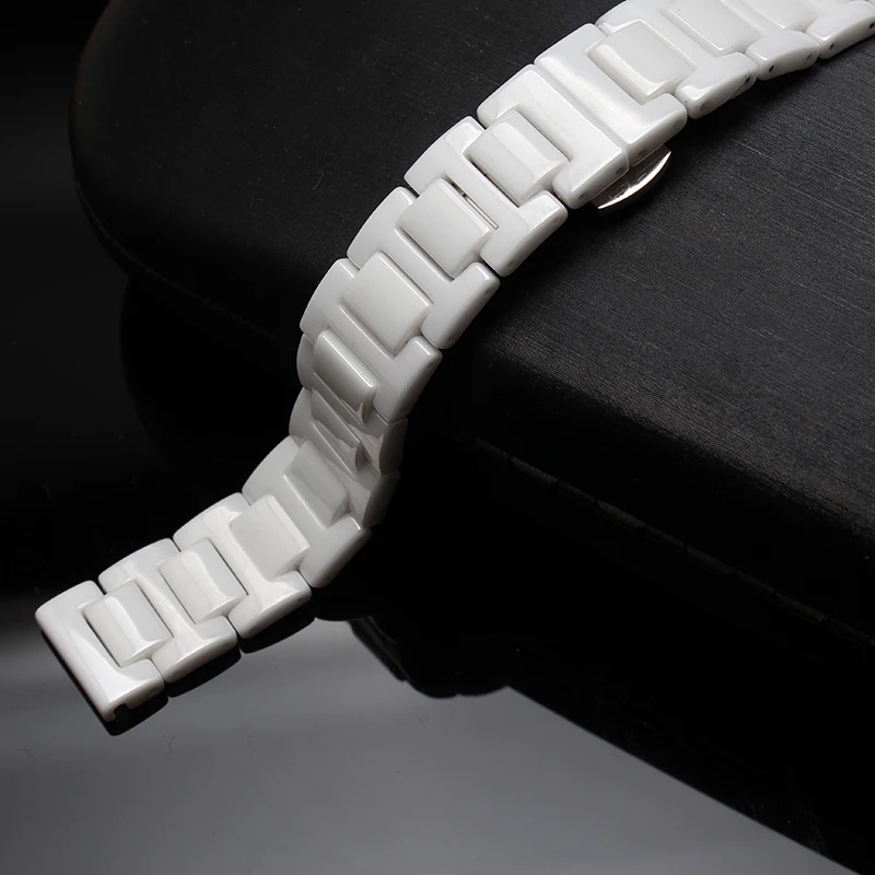 Watch accessories black white ceramic ceramic bracelet for diamond watch men and women 14mm 16mm 18mm