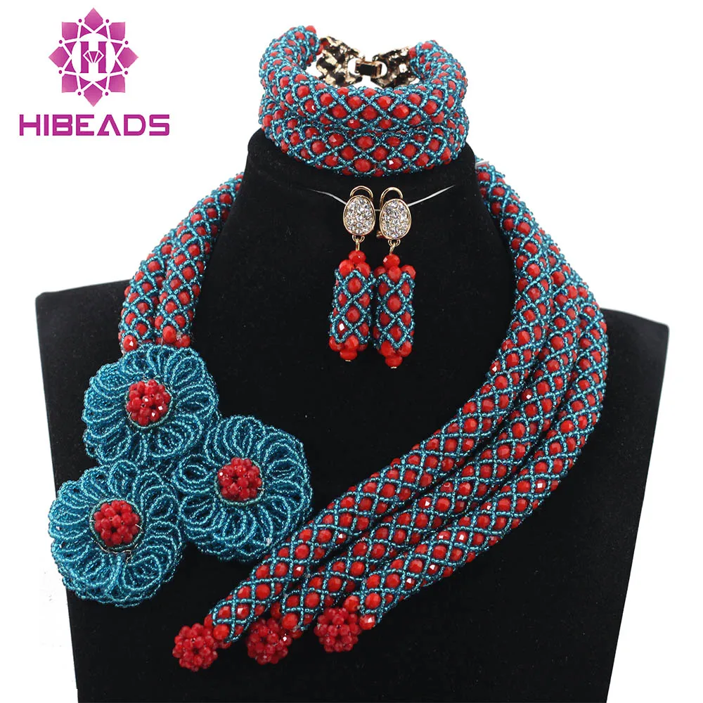 Chunky Seed font b Beads b font Flowers Exclusive Red and Teal Wedding font b Beads
