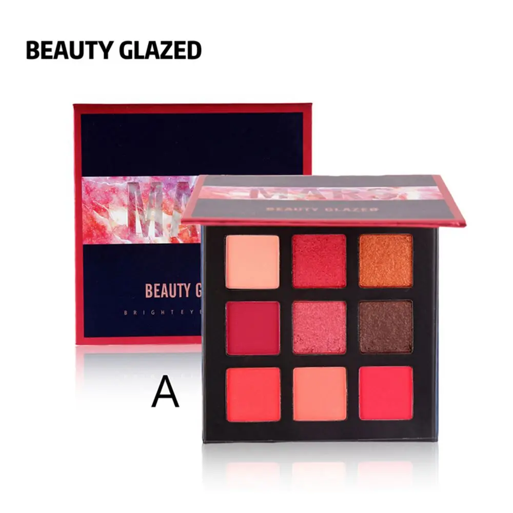 

Beauty Glazed Cosmetic Makeup Eyeshadow Pallette 9 color Matte Shimmer Eyeshadow Pallette High Pigments Nude Eyeshadow Pallette