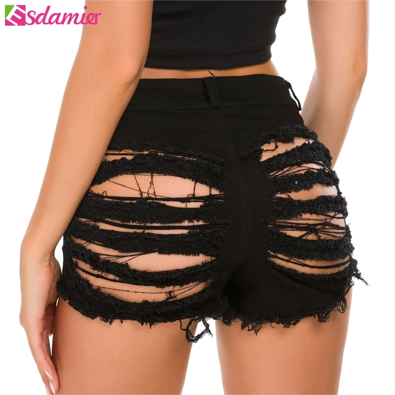 ESDAMIER 2018 Summer Women Denim Shorts Sexy Butt Ripped Jeans Shorts High-Waist Sexy Night Club European Shorts 3 Colors 